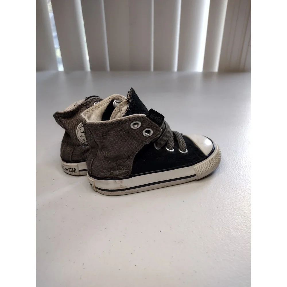Converse All Star High Top Toddler‎ Shoes Black Gray Canvas Lace Up Size 5
